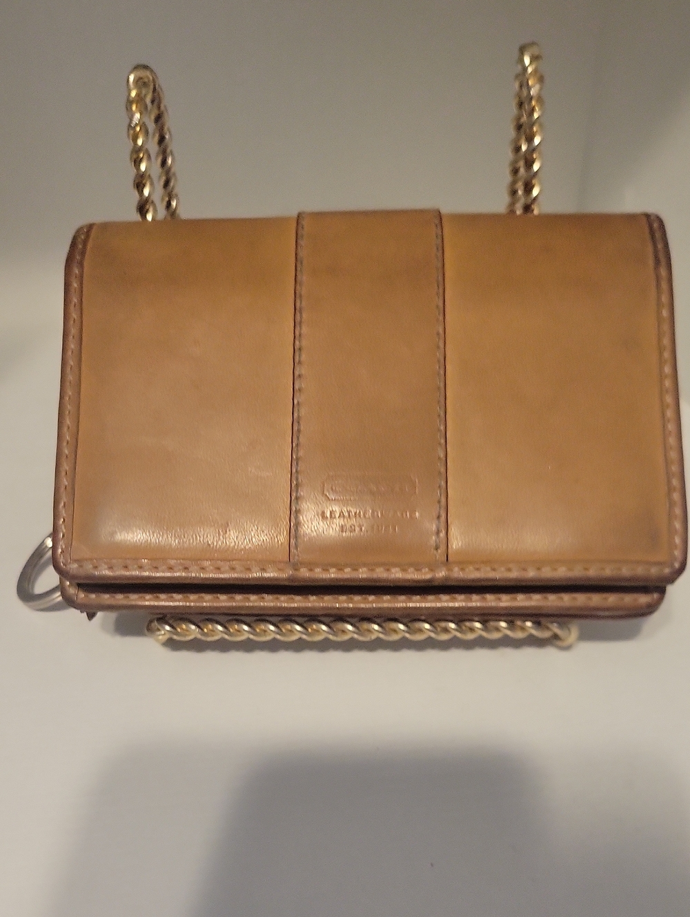 COACH Vintage Leather Wallet Coin Purse Keychain Tan Camel